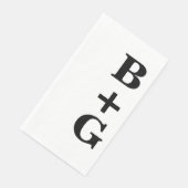 Black Large Modern Wedding Initials | weiß Serviette (Ecke)