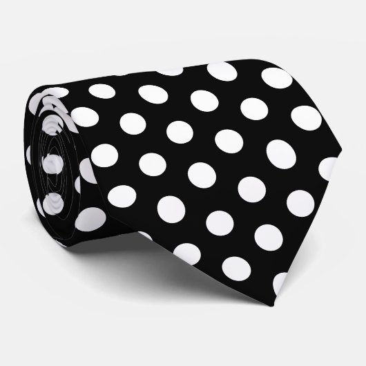 Black Large Polka Dot Krawatte (Gerollt)