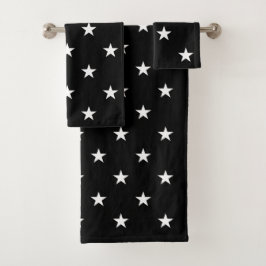 Black Large Stars Badetuch Set