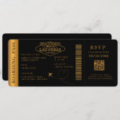 Black las vegas Boarding Pass Hochzeit in Urlaubso Einladung (Vorne/Hinten)