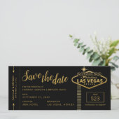 Black Las Vegas Boarding Pass Save the Date Karte (Stehend Vorderseite)