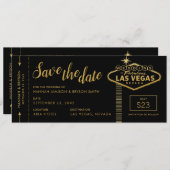 Black Las Vegas Boarding Pass Save the Date Karte (Vorne/Hinten)