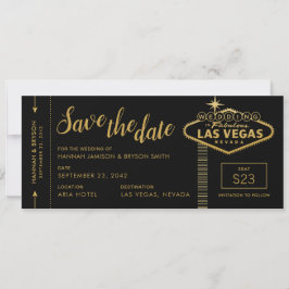 Black Las Vegas Boarding Pass Save the Date Karte