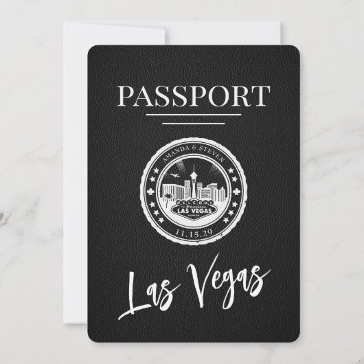 Black Las Vegas Passport Wedding Einladung (Rückseite)