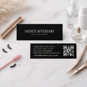 Black Lash Aftercare-Karte mit modernem QR-Code Mini Visitenkarte