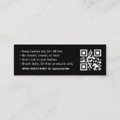 Black Lash Aftercare-Karte mit modernem QR-Code Mini Visitenkarte (Rückseite)