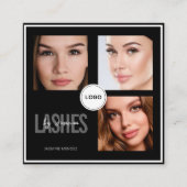 Black Lash Tech Foto-Collage QR-Code & Bewertung Quadratische Visitenkarte (Vorderseite)