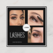Black Lash Tech Foto-Collage QR-Code & Bewertung Quadratische Visitenkarte (Vorderseite)