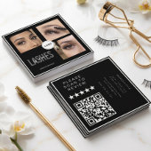 Black Lash Tech Foto-Collage QR-Code & Bewertung Quadratische Visitenkarte