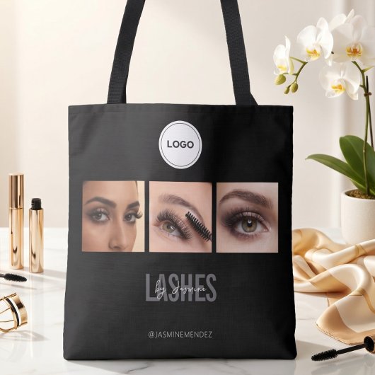 Black Lashes Studio Foto-Collage Elegantes Logo Tasche