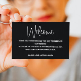 Black Lässig Script Wedding Begrüßungskörbe Platzkarte