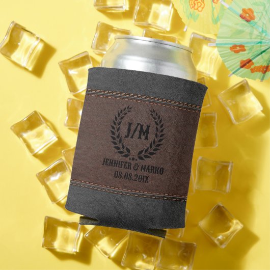 Black Laurel Wreath Brown & Black Stich Leather Dosenkühler (In Situ Sommer)