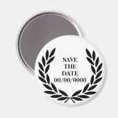 Black Laurel Wreath Rett-the-Date Magnet (Vorderseite/Rückseite)