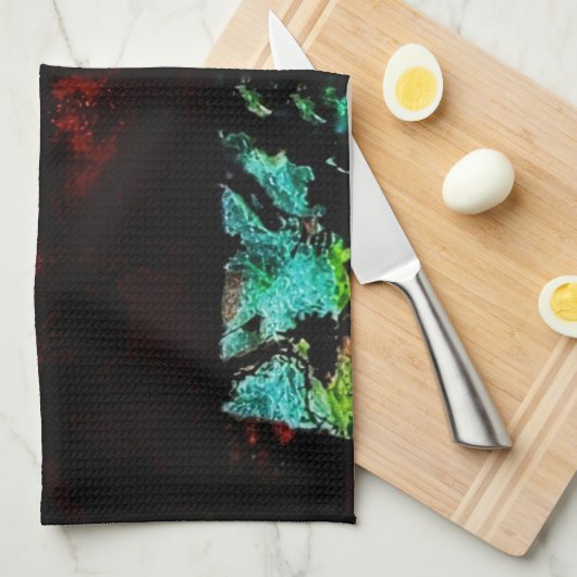 Black lava abstract kitchen towels,Dark abstract Geschirrtuch (Viertel Falte)