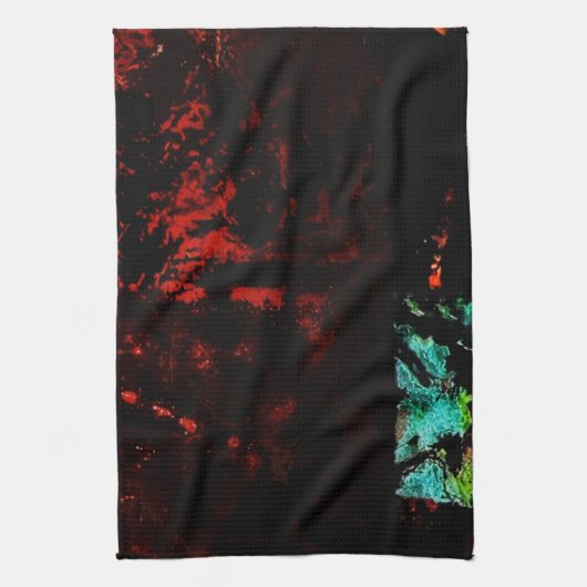 Black lava abstract kitchen towels,Dark abstract Geschirrtuch (Vertikal)