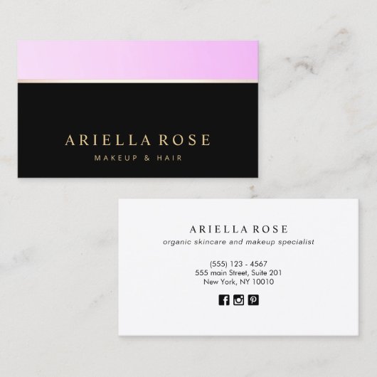 Black Lavender Ombre Beauty Salon Visitenkarte (Vorne/Hinten)