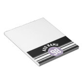 Black & Lavender Sports Jersey Individuelle Name N Notizblock (angewinkelt)