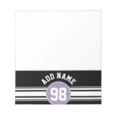 Black & Lavender Sports Jersey Individuelle Name N Notizblock (Vorderseite)