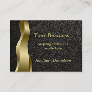 Black Leather and Gold Wave Classy Business Card Visitenkarte