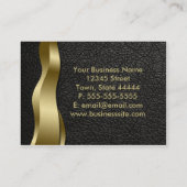Black Leather and Gold Wave Classy Business Card Visitenkarte (Rückseite)