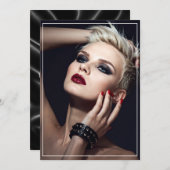 Black Leather Anniversary/Valentine's Flat Card Einladung (Vorne/Hinten)