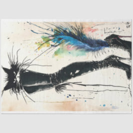 Black Leather Boot Cat modische Decoupage Seidenpapier