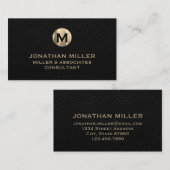 Black Leather Brushed Gold Visitenkarte (Vorne/Hinten)
