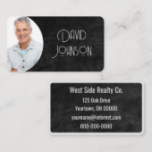 Black Leather Business Foto Card Visitenkarte (Vorne/Hinten)