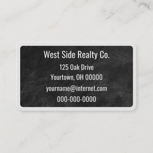 Black Leather Business Foto Card Visitenkarte (Rückseite)