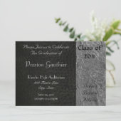 Black Leather & Chrome Abschluss Einladung (Stehend Vorderseite)