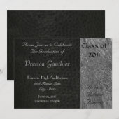 Black Leather & Chrome Abschluss Einladung (Vorne/Hinten)
