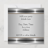 Black Leather Chrome Boys Graduation Party Einladung (Rückseite)