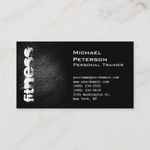 Black Leather Effect Fitness Sport Business Card Visitenkarte