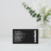 Black Leather Effect Fitness Sport Business Card Visitenkarte (Stehend Vorderseite)