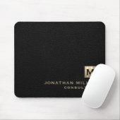 Black Leather Gold Monogram Mousepad (Mit Mouse)