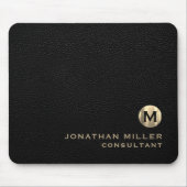 Black Leather Gold Monogram Mousepad (Vorne)