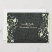 Black Leather Look Cream Lace Hochzeit Einladung (Rückseite)