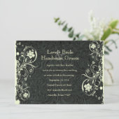 Black Leather Look Cream Lace Hochzeit Einladung (Stehend Vorderseite)