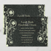 Black Leather Look Cream Lace Hochzeit Einladung (Vorne/Hinten)