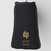 Black Leather Look Monogram Custom Name Putter Golf Headcover (Rotieren 90)
