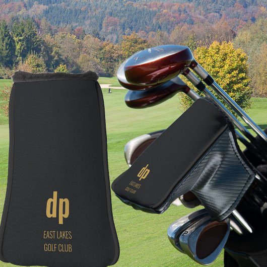 Black Leather Look Monogram Custom Name Putter Golf Headcover