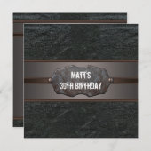 Black Leather Mans 30. Geburtstag Party Einladung (Vorne/Hinten)