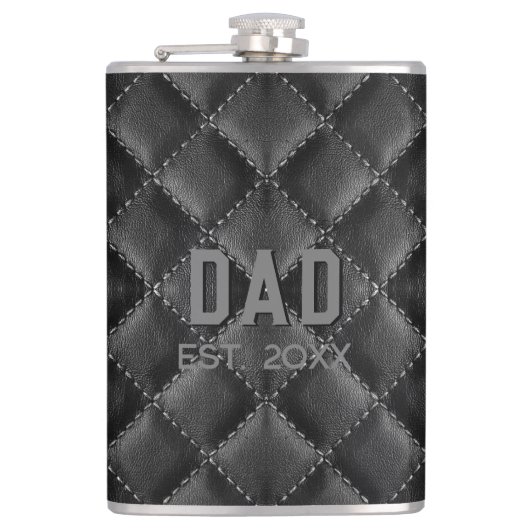 Black Leather New Dad Flachmann (Vorderseite)
