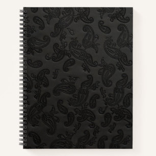 Black Leather Paisley Notizblock