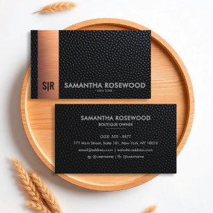 Black Leather & Rose Gold Parco Tassino Visitenkarte