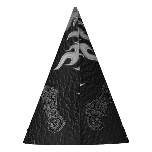 Black Leather Silver Chrome Motorrad-Party Partyhütchen (Rückseite)