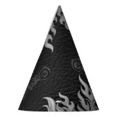 Black Leather Silver Chrome Motorrad-Party Partyhütchen (Links)