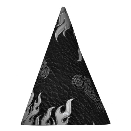 Black Leather Silver Chrome Motorrad-Party Partyhütchen (Rechts)