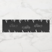 Black Leather Silver Chrome Motorrad-Party Wasserflaschenetikett (Einzelnes Label)