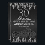Black Leather Silver Motorrad 30. 30 Geburtstag Einladung<br><div class="desc">Anpassen für jedes Ereignis</div>